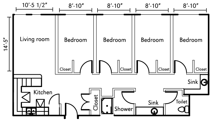 Massengale 4-bedroom apartment-style room