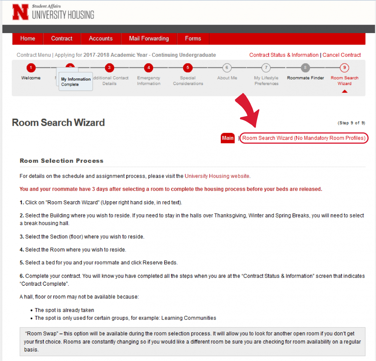 Room Search Wizard  University Housing  Nebraska