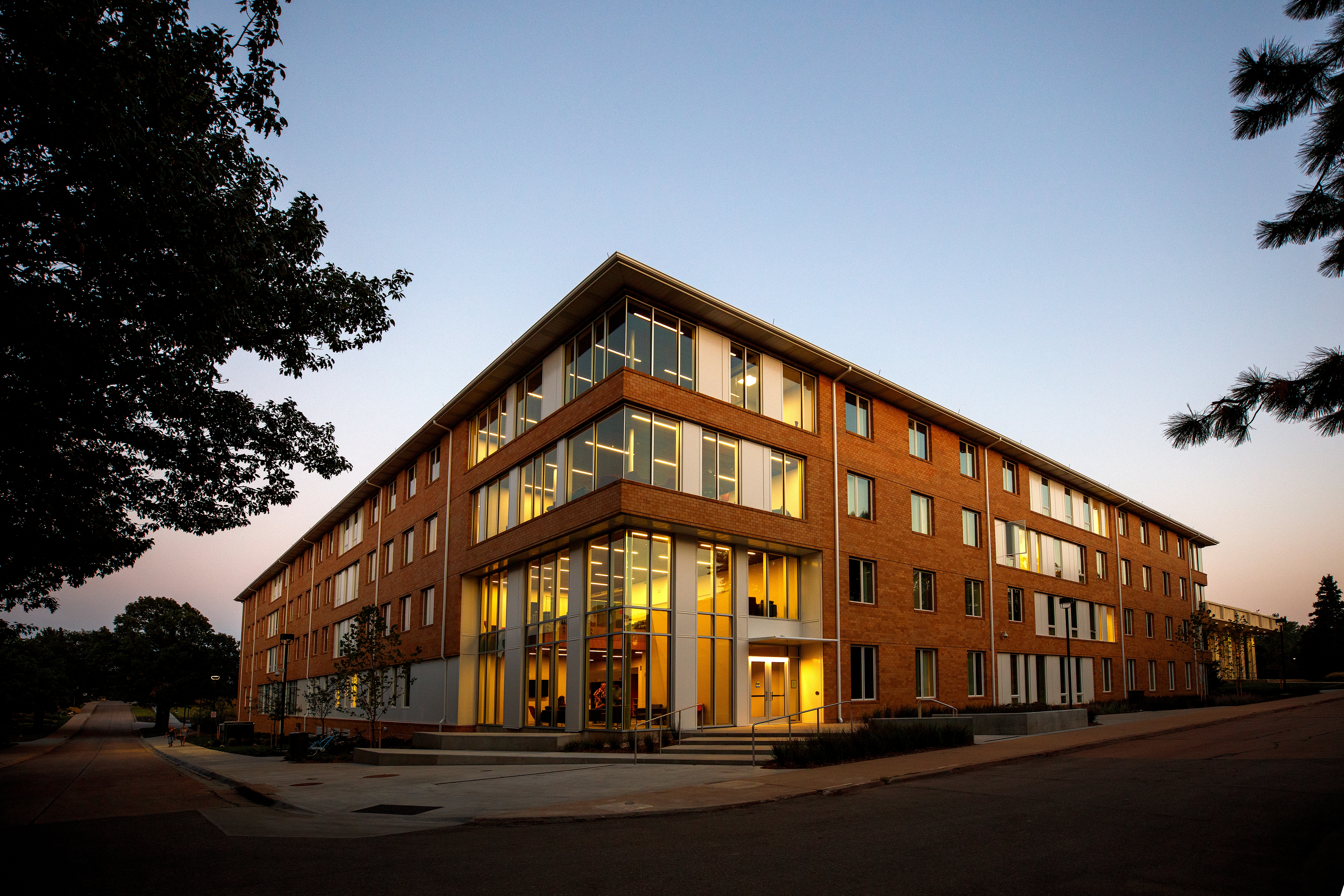 Massengale Residential Center at dusk.