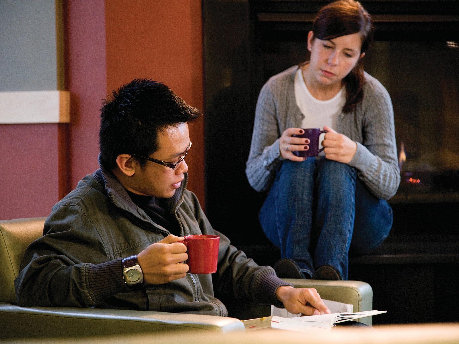 Smiling student in residence hall room