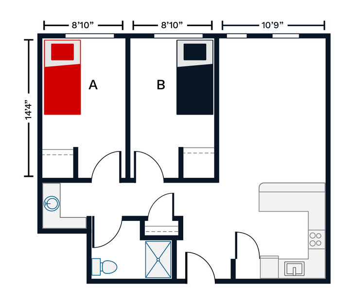 Massengale 2-bedroom apartment-style room